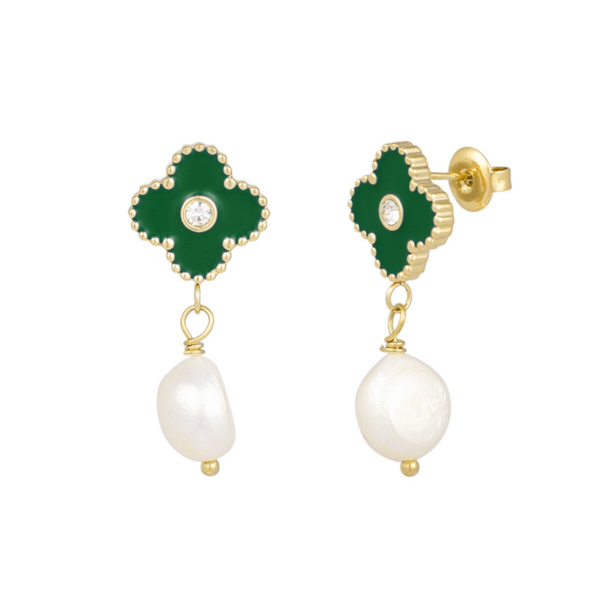 Oorbellen posh spice - groen goud