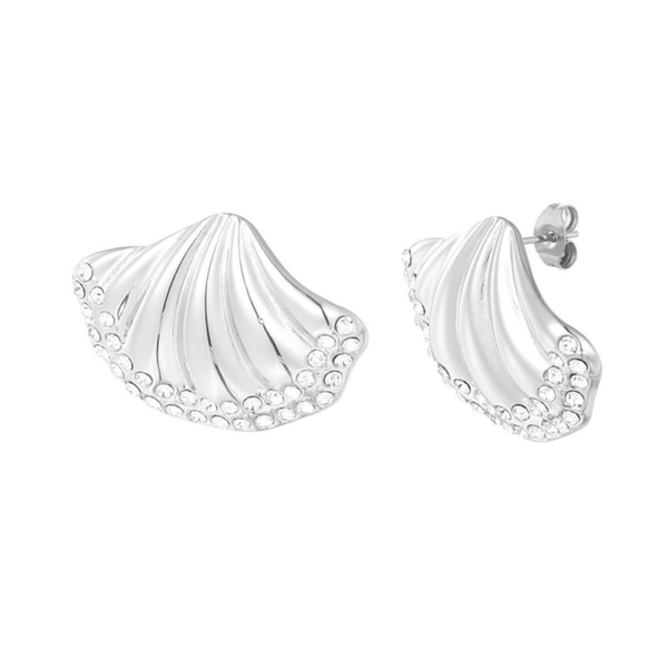 Oorbellen shell shimmer - zilver