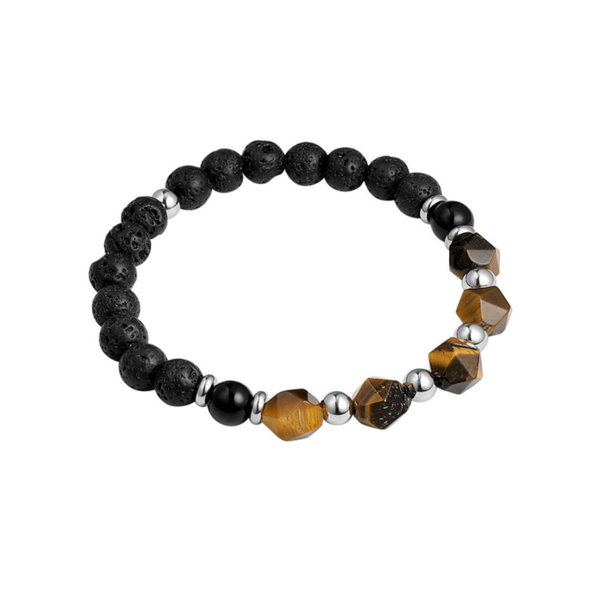 Heren armband kralen zwart/kleur - bruin