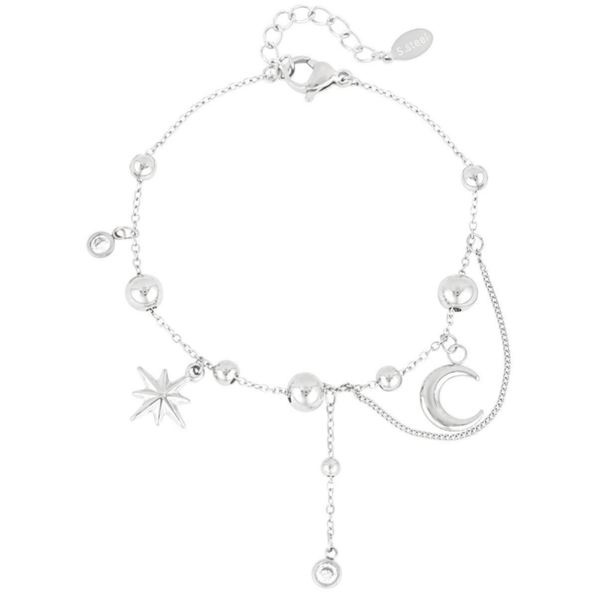 Trendy Moon armband - Zilver