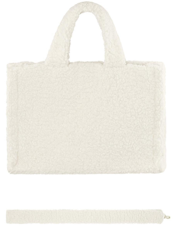Fluffy teddy tas - wit