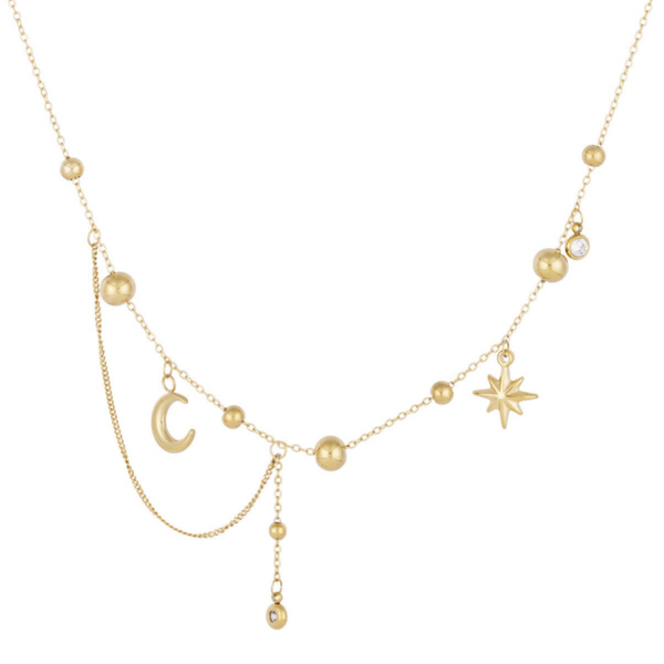 Trendy Moon ketting - Goud