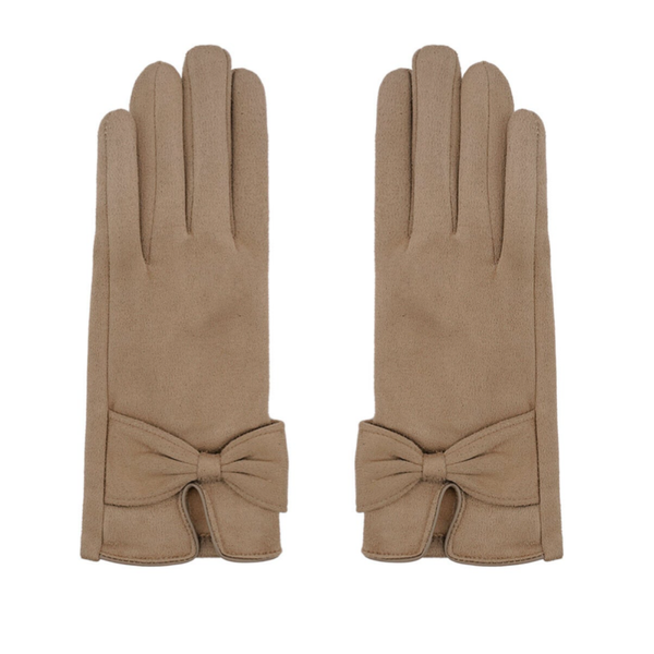 Klassieke handschoenen bruin met strik