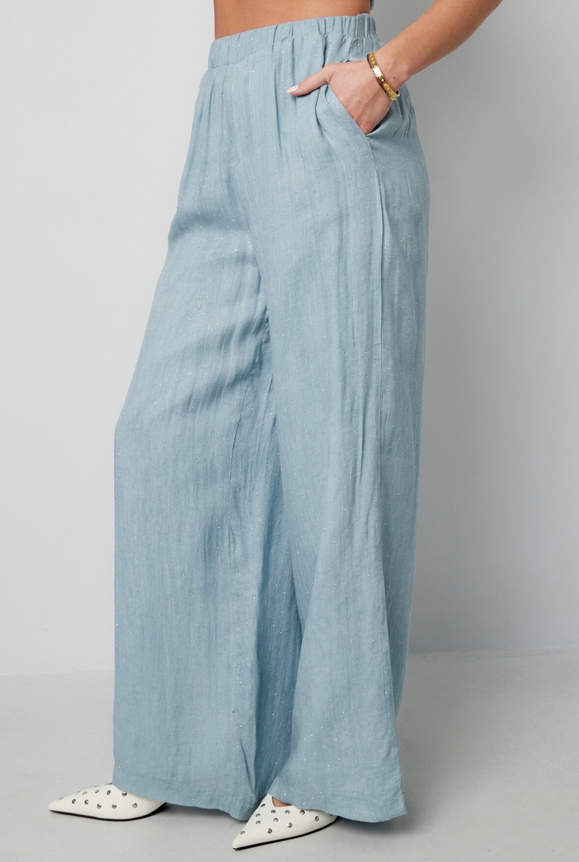 Linnen broek met steentjes