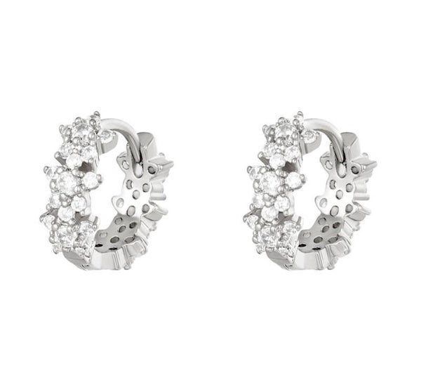 Ster strass hoepel oorbellen zilver