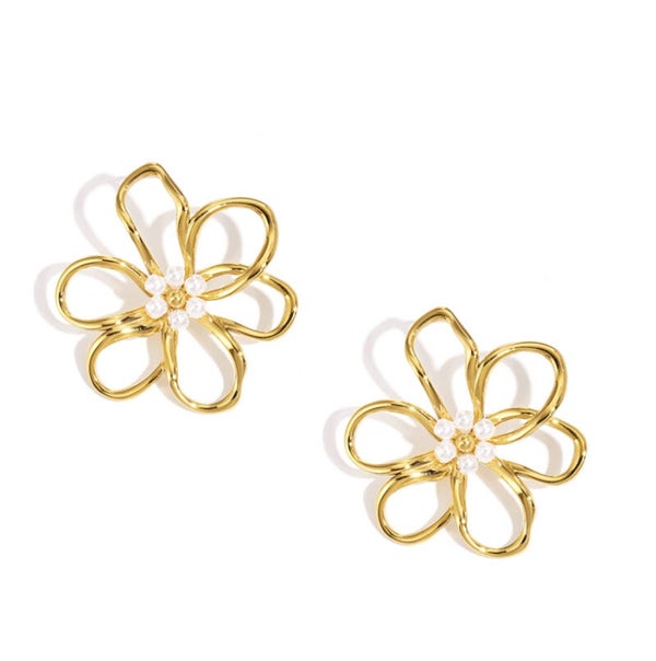 Oorbellen bloemmotief goud