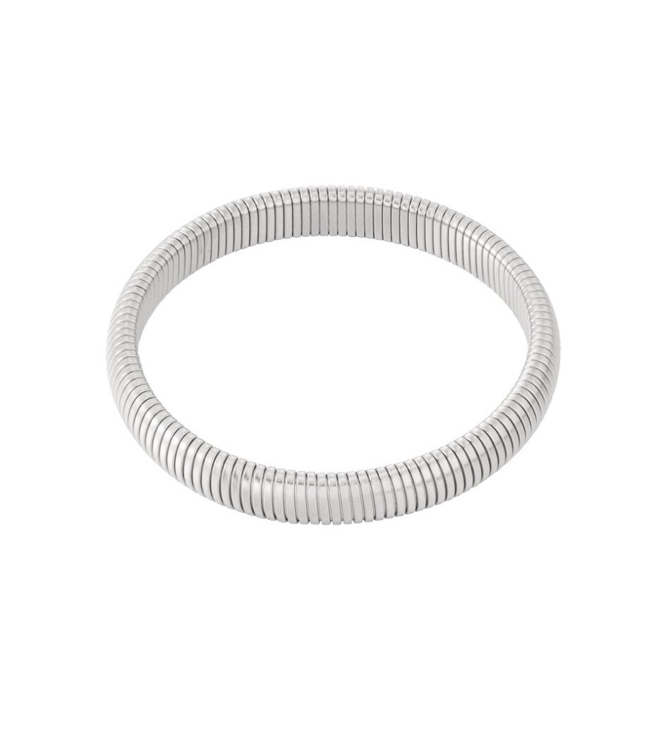 Trendy stretch armband zilver