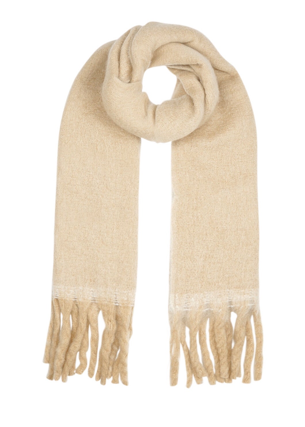 Warme wintersjaal - beige en wit
