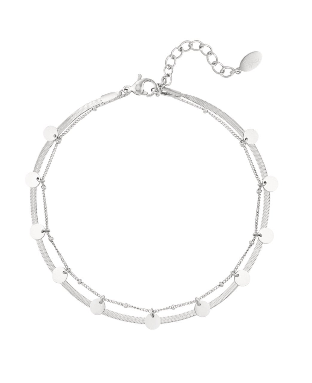 Enkelbandje dubbele ketting met coins