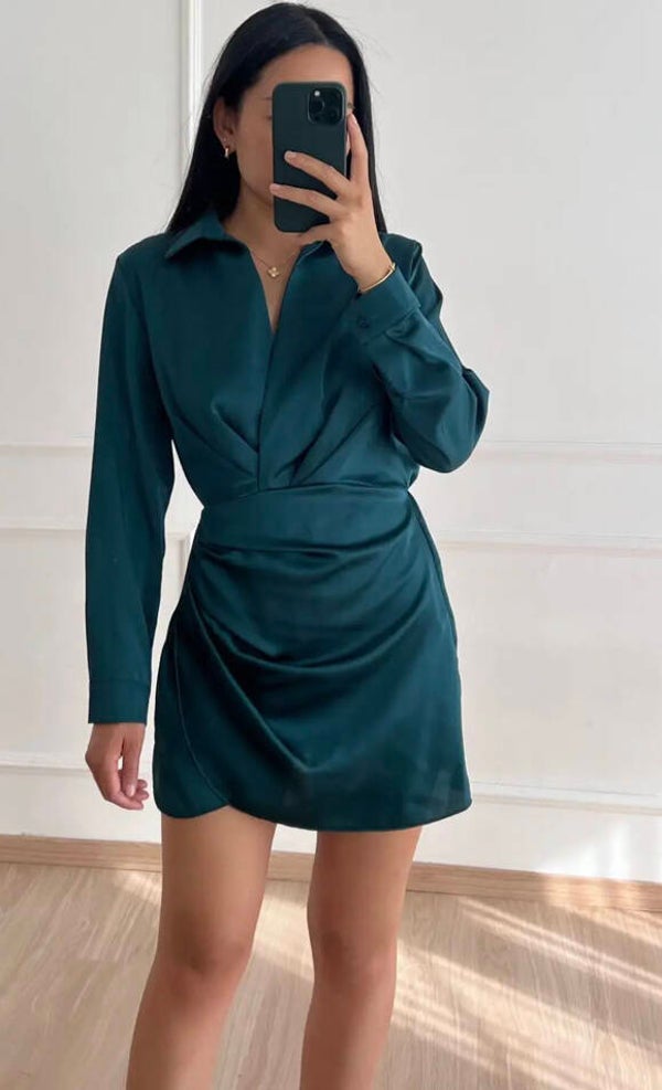 Eyelin dress petrol green
