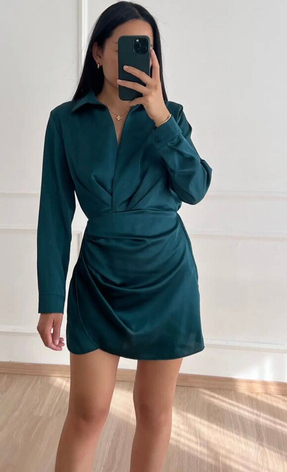 Eyelin dress petrol green