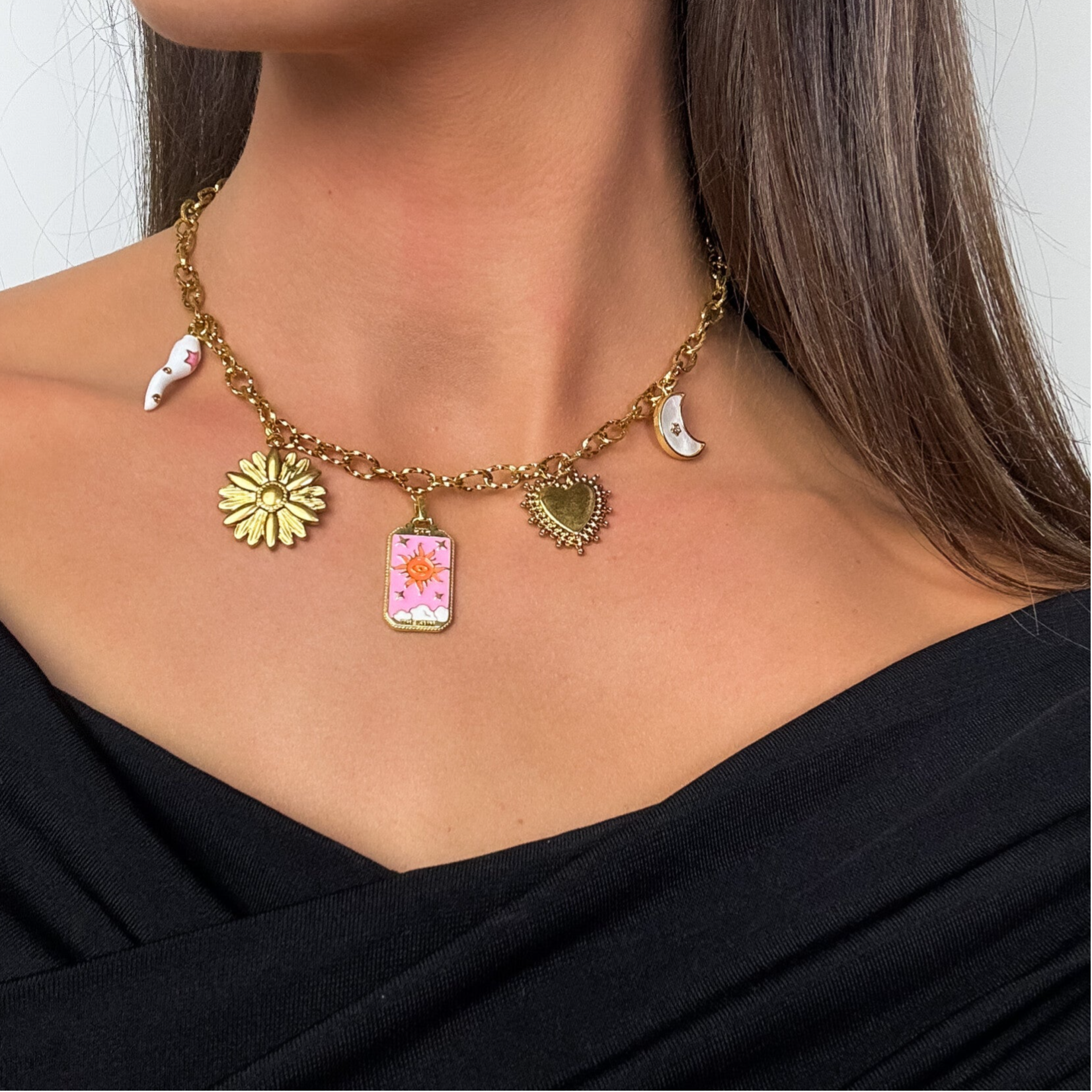 Bedelketting roze en goud