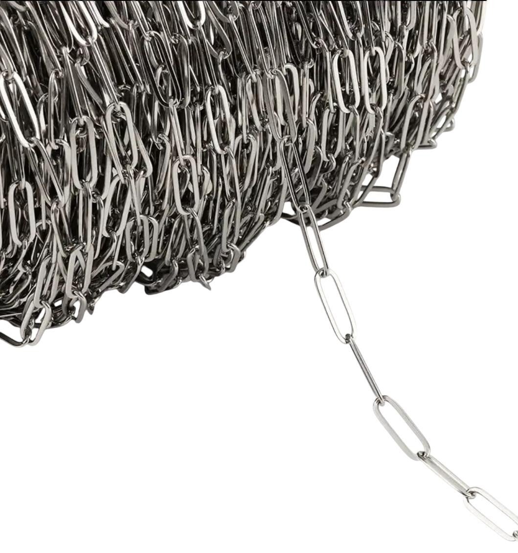 Stainless steel ketting kleine paperclip (per ketting)