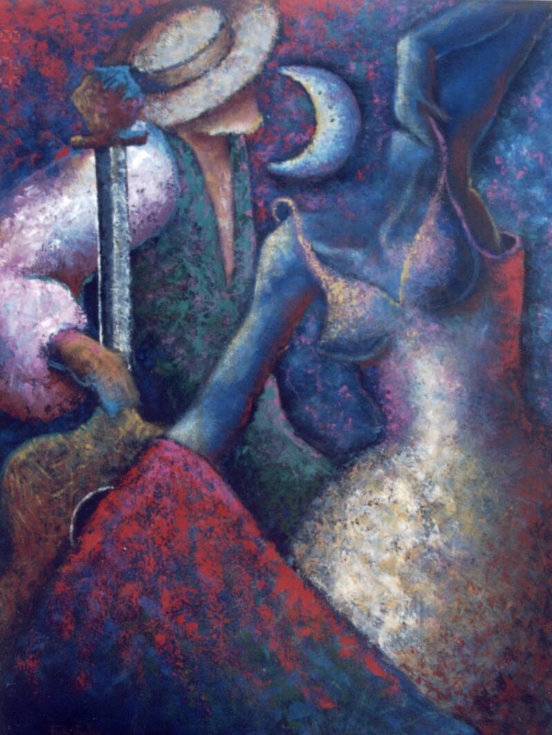 Original surrealistic painting assamble by Erika Stanley