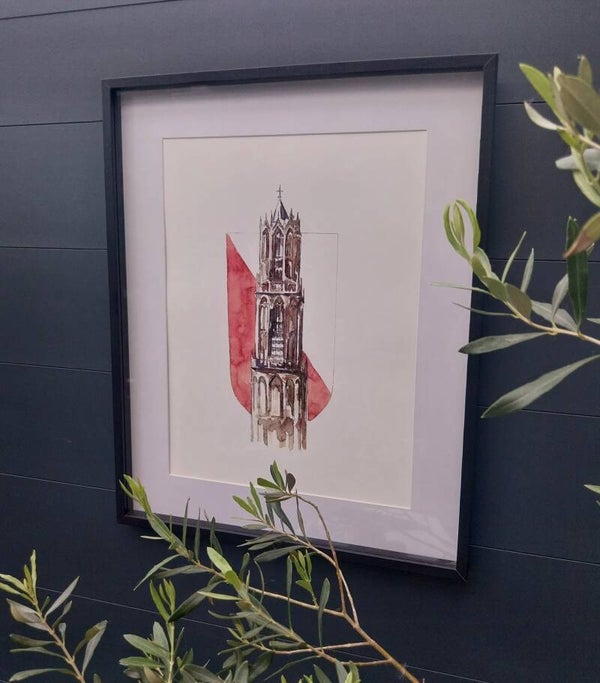 INGELIJST artprint Domtoren GROOT 30x40cm (lijst 40x50cm)