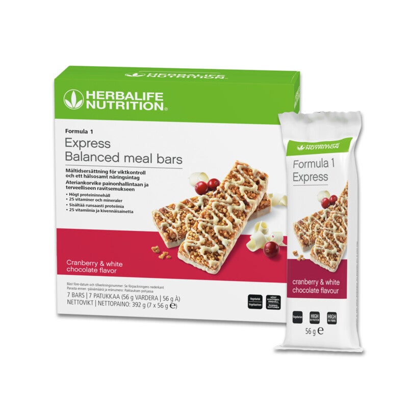 Express bars 7st överdragen med vit choklad