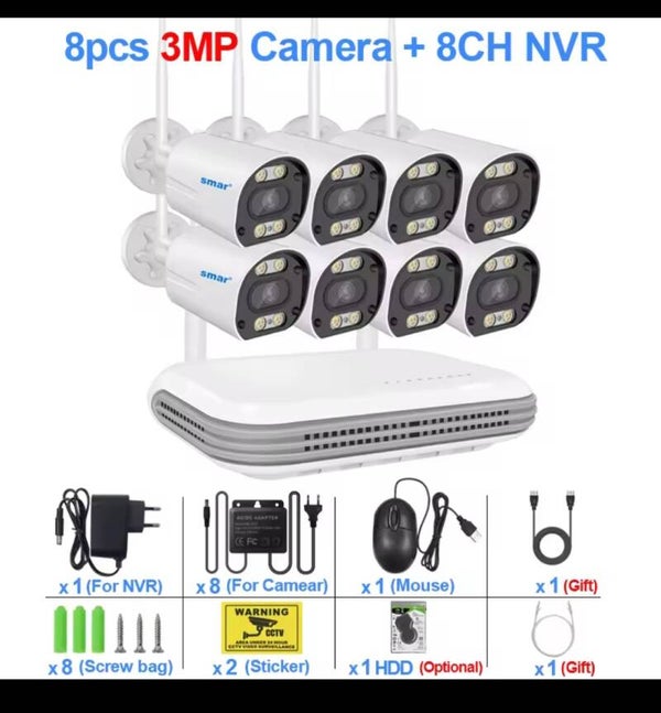 Sistema CCTV wireless Smar Kit telecamera Wifi 3MP/5MP HD Audio di sicurezza AI Face Detect IP 8CH NVR Set di videosorveglianza ICSEE
