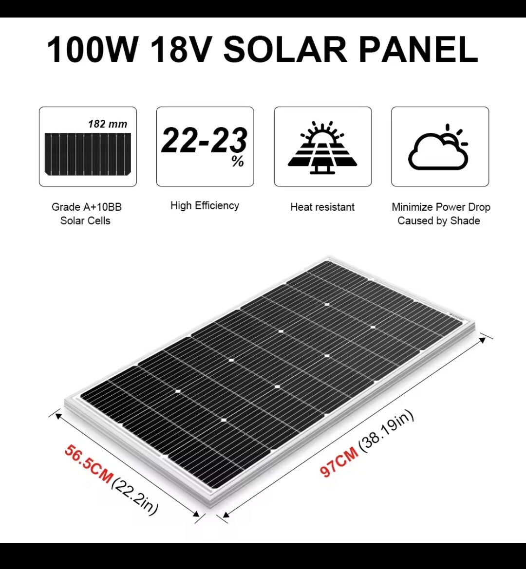DOKIO 18V 100W pannello solare rigido cina 18V silicio monocristallino pannello solare impermeabile ricarica 12V # DSP-100M campeggio/casa/RV