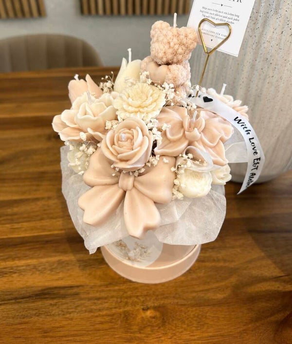 Duftkerzen Bouquet Ivory Blossom mit Teddy (S)