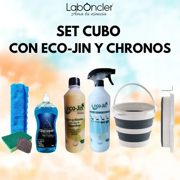 SET CUBO PLEGABLE+CHRONOS A ELEGIR+ECO-JIN Y DIFUSOR+BAYETA MICROF.+ESTROPAJO ESPONJA+JABONOSO