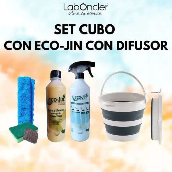 SET CUBO PLEGABLE+ECO-JIN Y DIFUSOR+BAYETA MICROF.+ESTROPAJO ESPONJA+JABONOSO