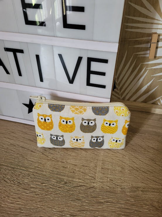 Pochette plate "Hiboux" ou porte monnaie