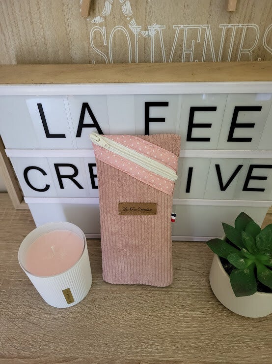 Etui à lunette velours vieux rose