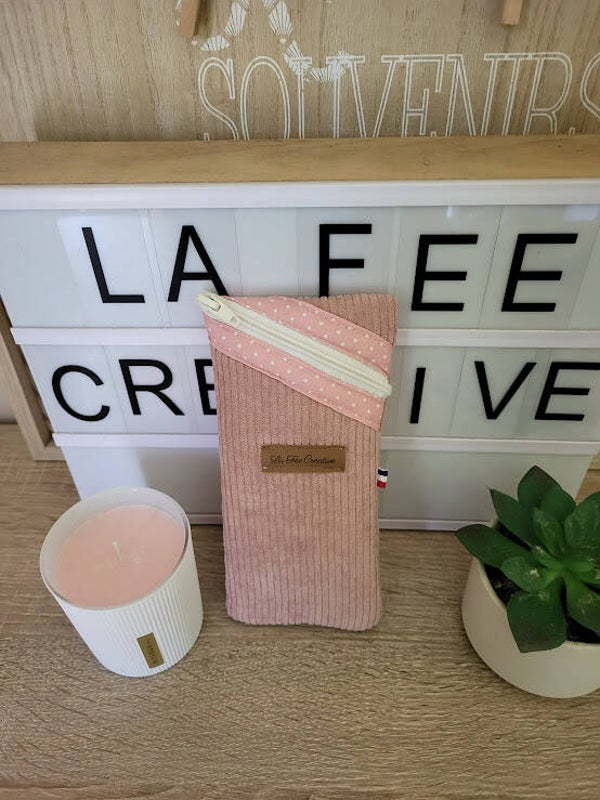 Etui à lunette velours vieux rose