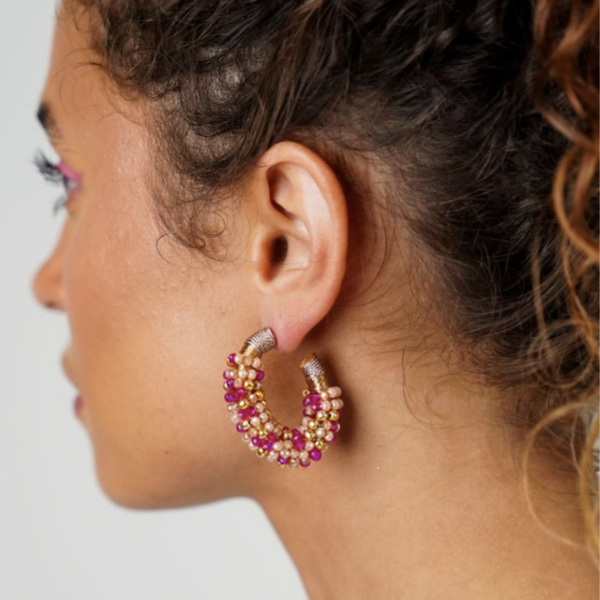Fuchsia Tangerine Oorbellen Luna Creole Combi Ovaal M | LOTT.gioielli