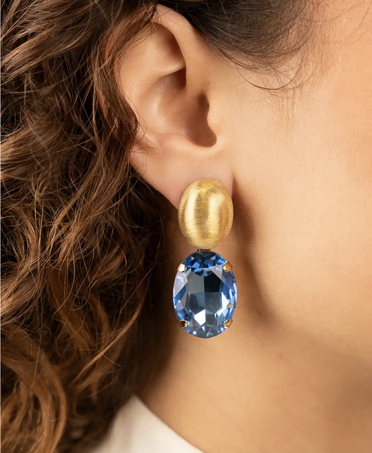 Blauwe oorbellen strass ovaal L | LOTT.gioielli earring