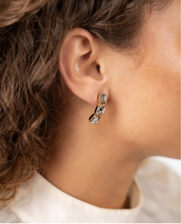 Zwart Diamanten Triple Gebogen Oorbellen | LOTT.gioielli