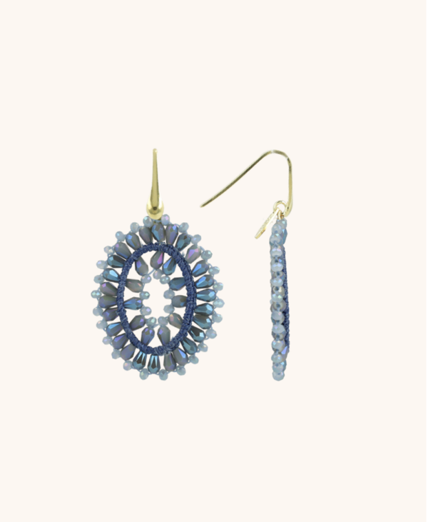 Frosty Blauwe Oorbellen Noa Open Ovaal Dubbel S' | LOTT.gioielli