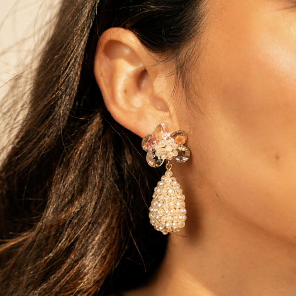 Beige Oorbellen Amy Cone XS met Flower Stud | LOTT.gioielli earrings