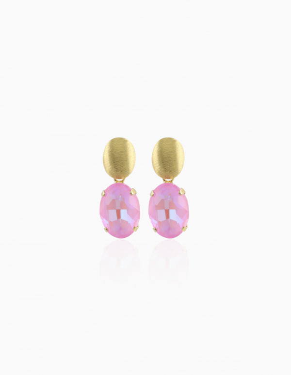 Roze Oorbellen Daan Oval Strass Pendant M | LOTT.gioielli earring