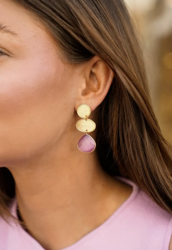 Berry Pink Oorbellen Camila Triple Element Drop M | LOTT.gioielli earring