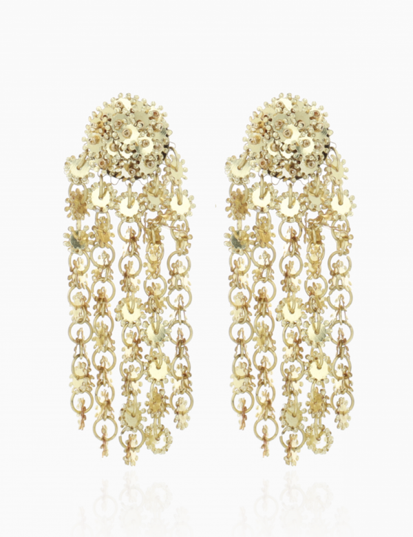 Goudkleurige Oorbellen Serra Sequin Serrated Waterfall L | LOTT.gioielli earring