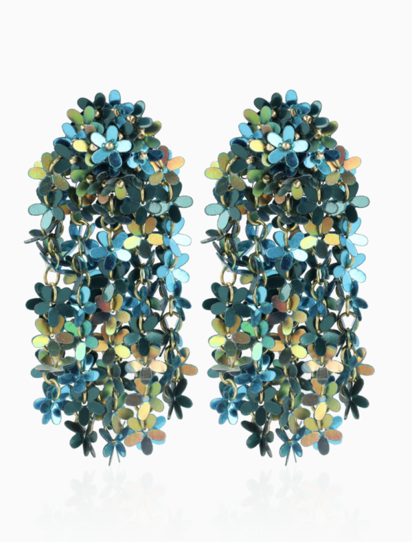 Blauwe/Groene Oorbellen Sequin Flower Rain Fleur | LOTT.gioielli earring