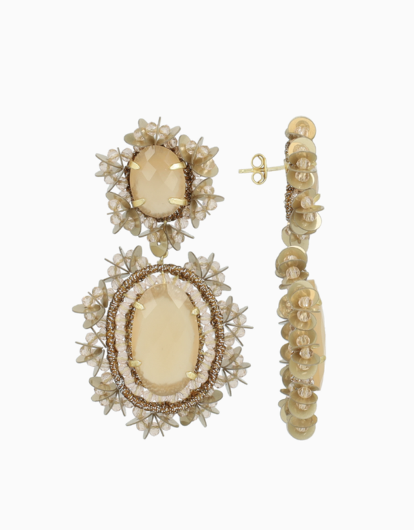 Bruine Oorbellen Lara Pendant Earring Double w/ Sequins L | LOTT.gioielli earring