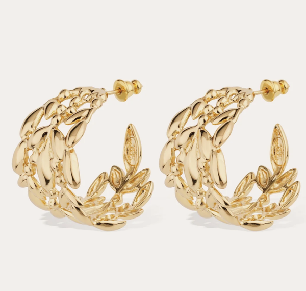 small gold Olea Hoop earrings | Gas Byoux earring