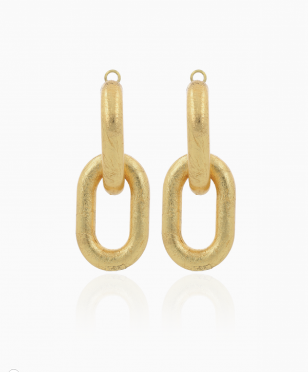 Goudkleurige Oorbellen Clarissa Double Link Oval | LOTT.gioielle earring