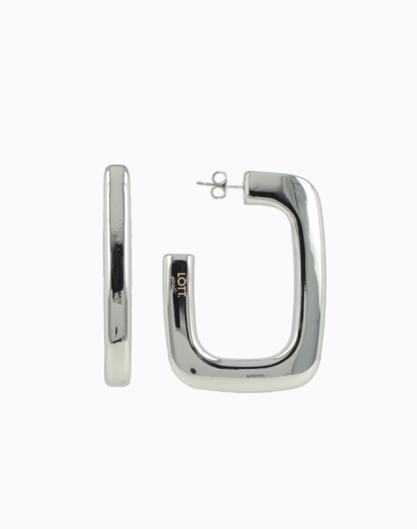 Zilveren Oorbellen Sjarina Rectangle Creool | LOTT.gioielli earring