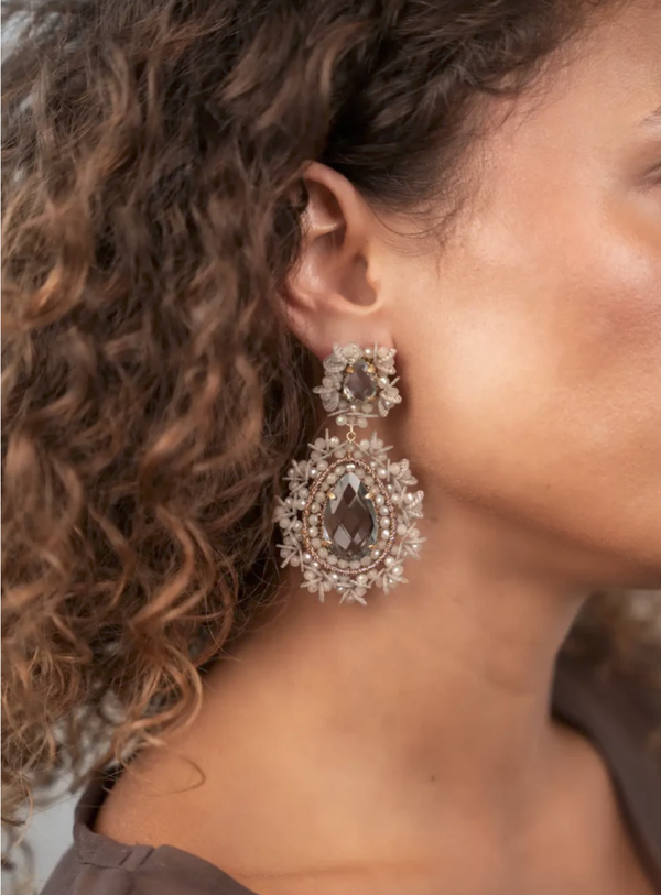 Beige Oorbellen Lara Double Drop Sequins | LOTT.gioielli earring