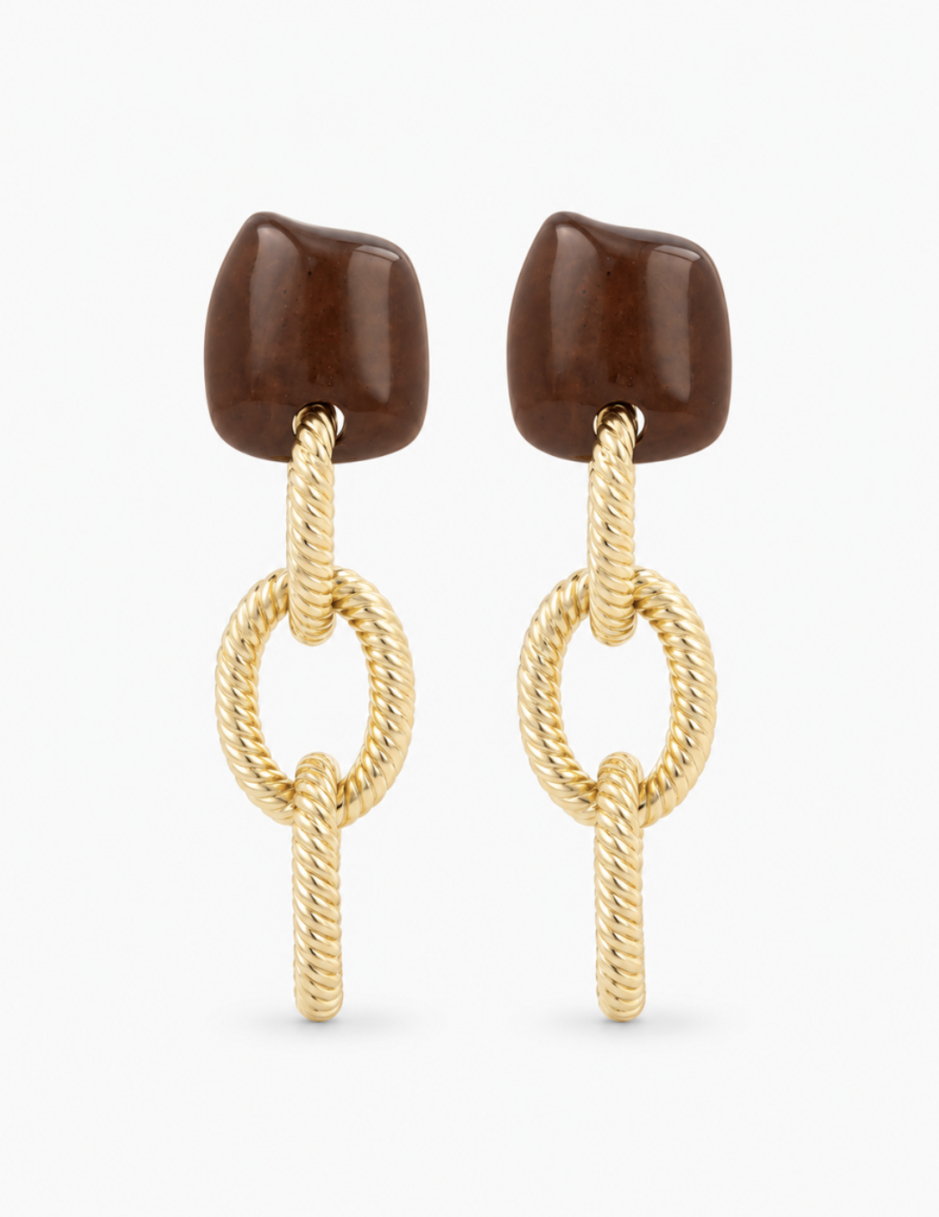 Orlina - CLA Earring Cable Rope L - Soft Gold / Brown | LOTT.gioielli earring