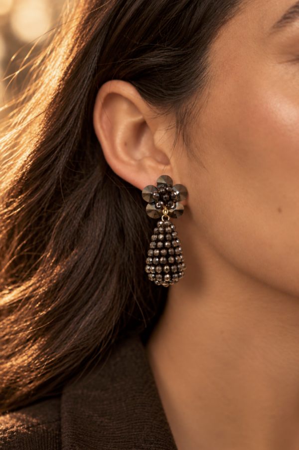 Amy – Cone with Flower Stud Oorbellen XS – Bruin | LOTT.gioielli earring