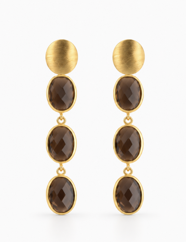 April – Three Framed Stones Oorbellen – Brown | LOTT.gioielli earring