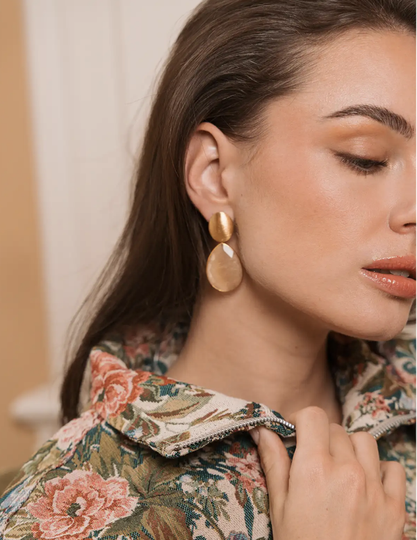 Rae  Framed Drop Oorbellen L caramel| LOTT.gioielli