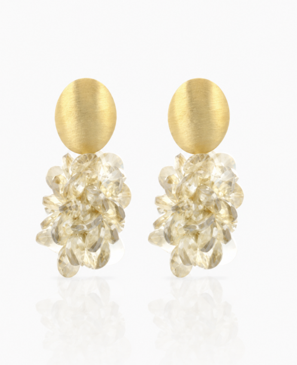 Sam  Ovale Crystal Pailletten Oorbellen Golden Shadow | LOTT.gioielli earring