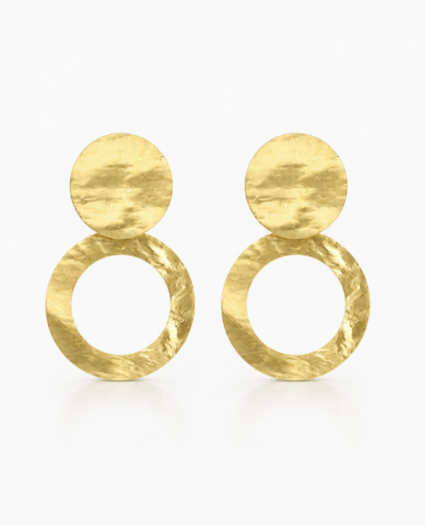 BRASS- Gold Round Open Hammerd XL  | LOTT.gioielli earring