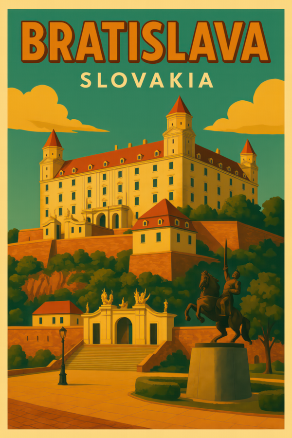 Bratislava Slovakia Travel Poster – Bratislava Castle Vintage Wall Art