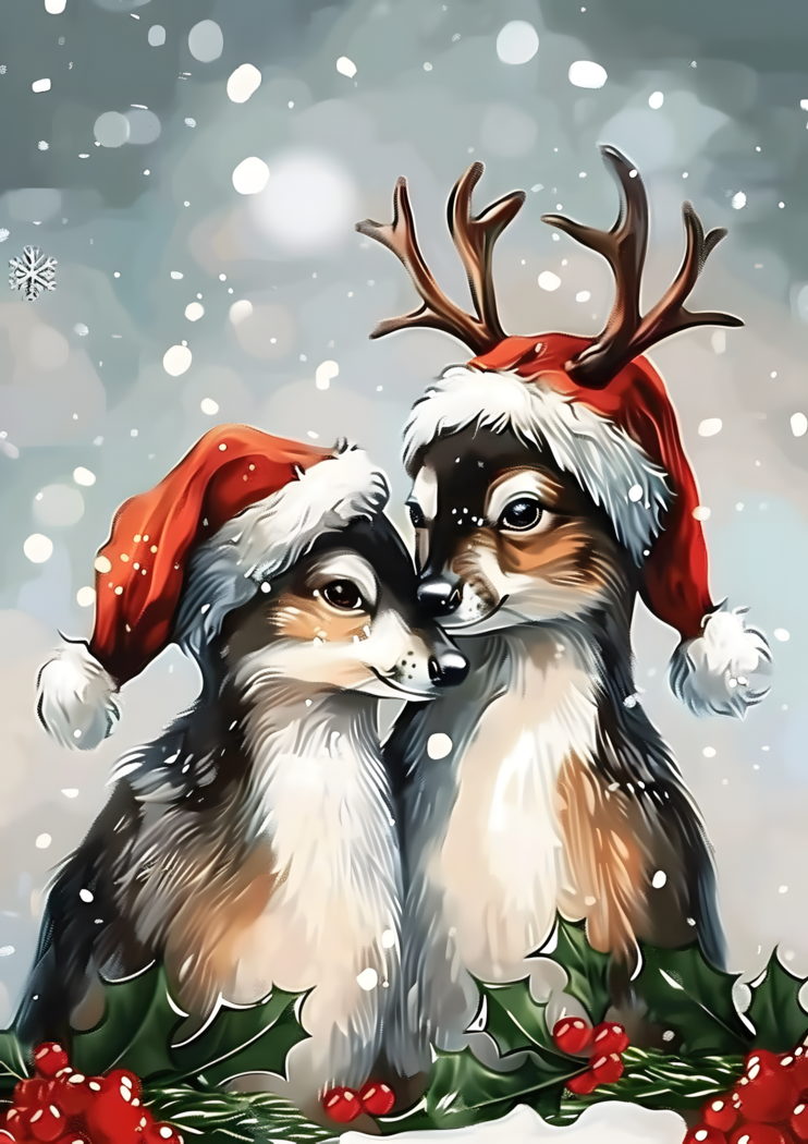 Christmas Woodland Animals Poster – Festive Winter Wall Art